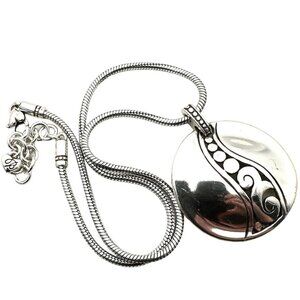 Brighton Womens Necklace Silver Large Circle Pendant 16 - 18 Inch